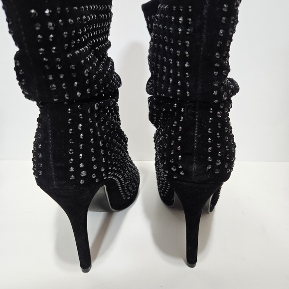 LILIANA Sexy Rinestone Peep Toe Booties, Black Sz 7.5 Super Sexy! - Picture 2 of 6